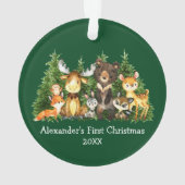 Baby eerste kerstbosdieren groen ornament (achterkant)