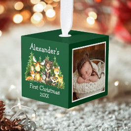 Baby eerste kerstbosdieren groene foto decoratie