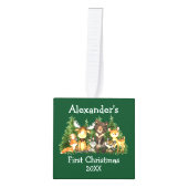 Baby eerste kerstbosdieren groene foto decoratie (Voorkant)