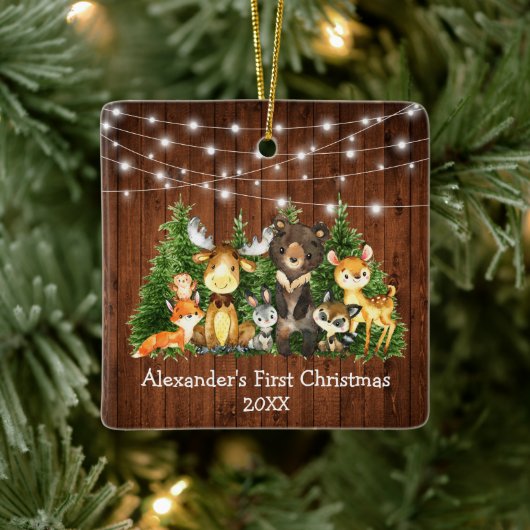 Baby eerste kerstbosdieren hoogtij keramisch ornament (Boom)