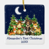 Baby eerste kerstbosdieren licht blauw keramisch ornament (Voorkant)