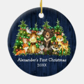 Baby eerste kerstbosdieren licht blauw keramisch ornament (Achterkant)