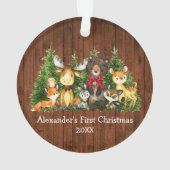 Baby eerste kerstbosdieren met rode bosjes ornament (achterkant)