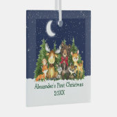 Baby eerste kerstbosdieren Rood Boe Glas Ornament (Voorkant Rechts)