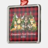 Baby eerste kerstbosdieren Rood plan Metalen Ornament (Links)