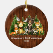 Baby eerste kerstbosdieren Rustige Ronde Keramisch Ornament (Achterkant)