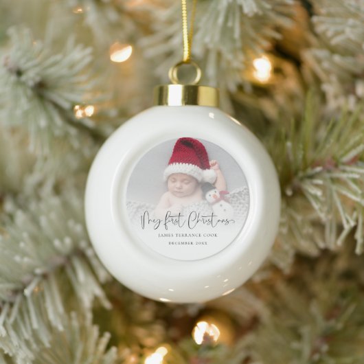 Baby Eerste kerstcadeaufotobedekking Keramische Bal Ornament (Boom)