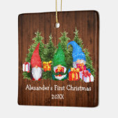 Baby eerste kerstcadeaus Rustic Square Keramisch Ornament (Links)