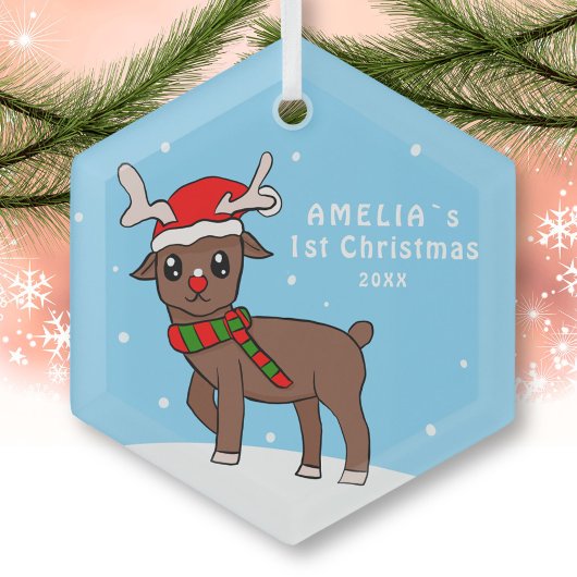 Baby eerste kerstcadeautje met sneeuw glas ornament