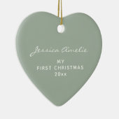 Baby Eerste Kerstdag 2024 Gepersonaliseerde Sage F Keramisch Ornament (Rechts)