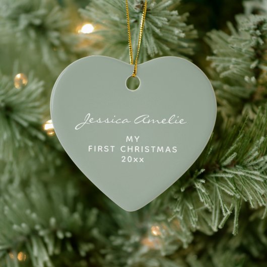 Baby Eerste Kerstdag 2024 Gepersonaliseerde Sage F Keramisch Ornament (Boom)
