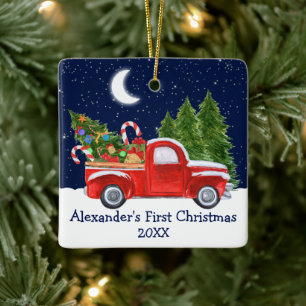 Baby eerste kerstdag in het bos Stars Sky Keramisch Ornament