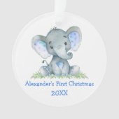 Baby eerste kerstdag Waterverf blauw olifant Ornament (voorkant)