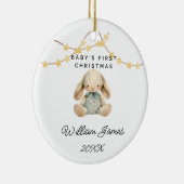 Baby Eerste Kerstdier Schattige Baby Boy Rabbit Keramisch Ornament (Rechts)
