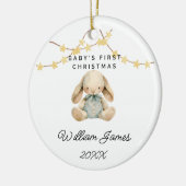Baby Eerste Kerstdier Schattige Baby Boy Rabbit Keramisch Ornament (Links)