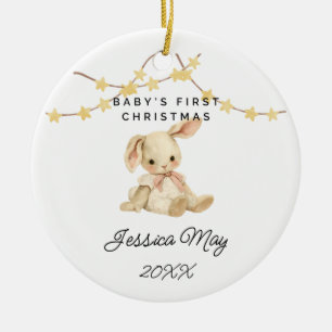 Baby Eerste Kerstdier Schattige Baby Meisje Konijn Keramisch Ornament