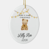 Baby Eerste Kerstdier Schattigee Teddybeer Unisex Keramisch Ornament (Rechts)
