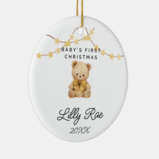 Baby Eerste Kerstdier Schattigee Teddybeer Unisex Keramisch Ornament (Rechts)