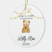 Baby Eerste Kerstdier Schattigee Teddybeer Unisex Keramisch Ornament (Links)