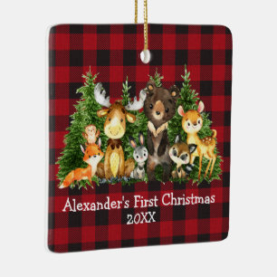 Baby eerste kerstdieren geplakt - FOTO terug Keramisch Ornament