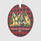 Baby eerste kerstdieren geplakt - FOTO terug Ornament (voorkant)