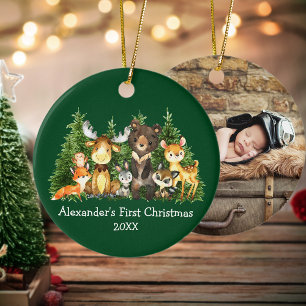 Baby eerste kerstdieren groene FOTO TERK RD Keramisch Ornament