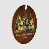 Baby eerste kerstdieren Rustic - FOTO BACK Ornament (voorkant)