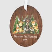 Baby eerste kerstdieren Rustic - FOTO BACK Ornament (voorkant)