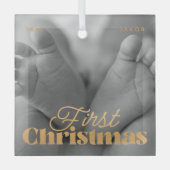Baby eerste kerstfeest Elegant Moderne Aangepaste  Glas Ornament (Voorkant)
