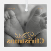 Baby eerste kerstfeest Elegant Moderne Aangepaste  Glas Ornament (Achterkant)