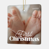 Baby eerste kerstfeest Elegant Moderne Aangepaste  Keramisch Ornament (Links)