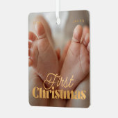 Baby eerste kerstfeest Elegant Moderne Aangepaste Metalen Ornament (Voorkant links)