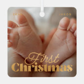 Baby eerste kerstfeest Elegant Moderne Aangepaste Metalen Ornament (Achterkant)