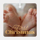 Baby eerste kerstfeest Elegant Moderne Aangepaste Metalen Ornament (Voorkant)