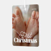 Baby eerste kerstfeest Elegant Moderne Aangepaste  Metalen Ornament (Voorkant links)