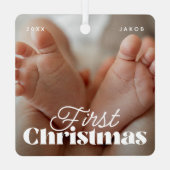 Baby eerste kerstfeest Elegant Moderne Aangepaste  Metalen Ornament (Achterkant)