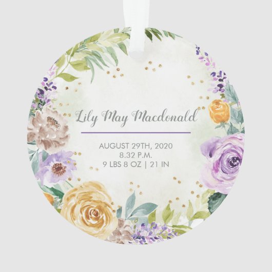 Baby eerste kerstfeest en bloemen ornament (achterkant)