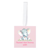 Baby Eerste Kerstfeest Foto Waterverf Elephant Decoratie (Voorkant)