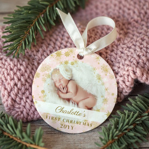 Baby eerste kerstfeest Magische goudvlekken Foto Ornament