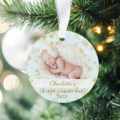 Baby eerste kerstfeest Magische goudvlekken Foto Ornament