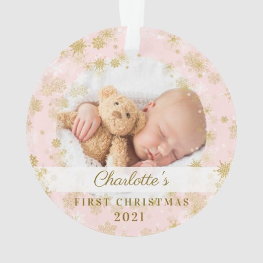 Baby eerste kerstfeest Magische goudvlekken Foto Ornament (achterkant)