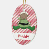 Baby eerste kerstfeest met Elf Suit Keramisch Ornament (Links)