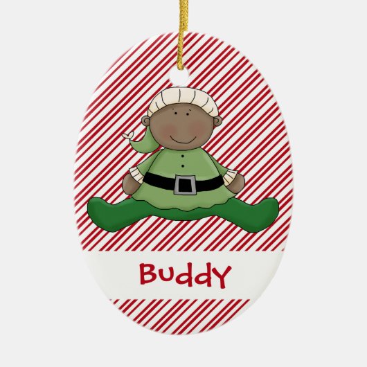 Baby eerste kerstfeest met Elf Suit Keramisch Ornament (Voorkant)