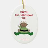 Baby eerste kerstfeest met Elf Suit Keramisch Ornament (Achterkant)