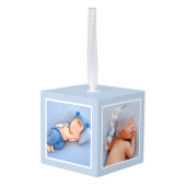 Baby eerste kerstfeest Safari Dieren Blauwe Foto Decoratie (Achter hoekig)