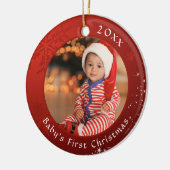 Baby eerste kerstfeestdag Rood Snowflake Stars 2 f Keramisch Ornament (Links)