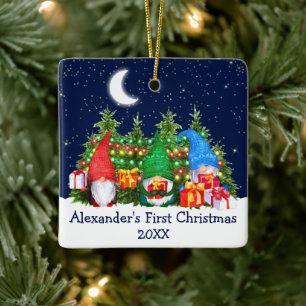 Baby Eerste kerstfeestdagen Waterverf Gnomes Keramisch Ornament