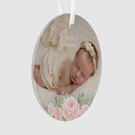 Baby eerste kerstfloraal ornament (voorkant)