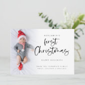 Baby Eerste Kerstfoto 2026 Kalender Feestdagenkaart (Staand voorkant)