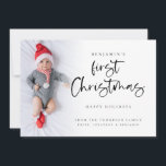 Baby Eerste Kerstfoto 2026 Kalender Feestdagenkaart<br><div class="desc">Baby Eerste Kerstfoto 2026 Kalender. Digitaal beschikbaar en geprint. Heerlijk om de eerste kerst van je baby te vieren. Een speels setscript voor Eerste Kerstdag en de rest van de tekst is gemakkelijk te personaliseren. Vervang de voorbeeldfoto door uw eigen foto. Een verloopbedeklaag bevindt zich boven op uw foto, zodat...</div>